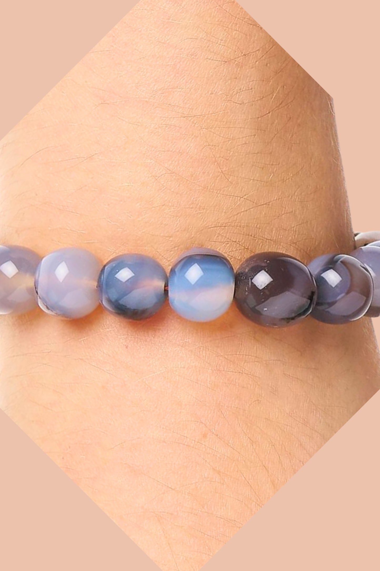 Agate Crystal Bracelet with Natural 8-12mm Tumblestone Beads by Meraki Beach Rituals - Wear Your Energy Crystal Collection.