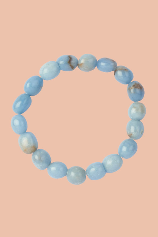 Angelite Crystal Bracelet with Natural 8-10mm Tumblestone Beads by Meraki Rituals Crystal Collection