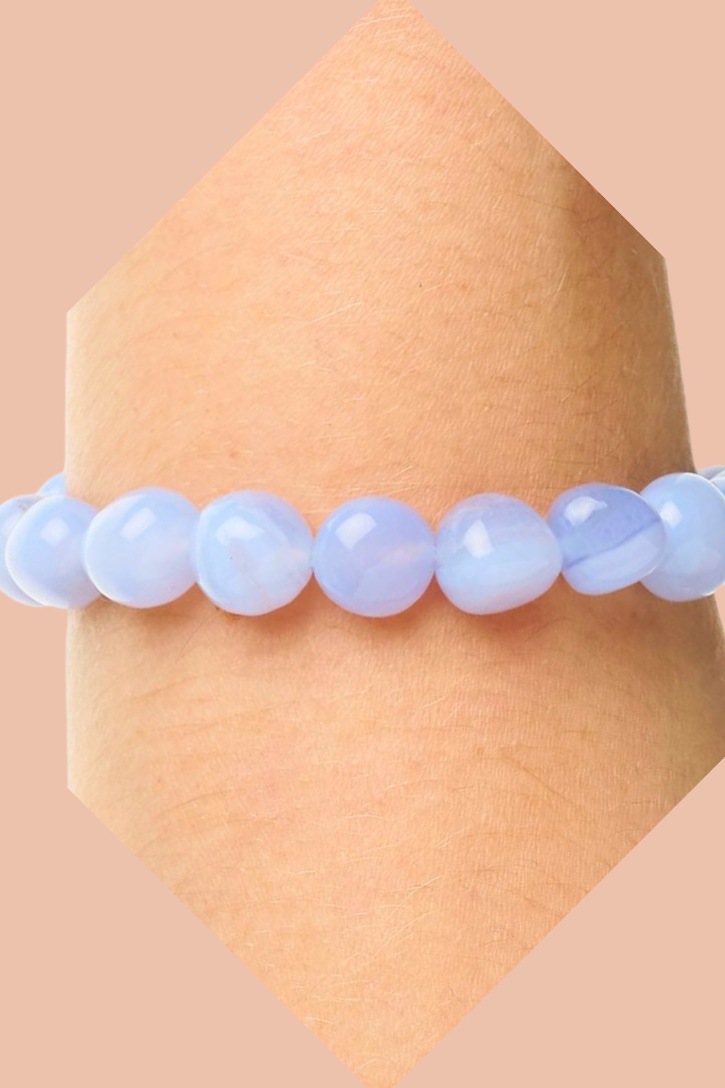 BLUE CHALCEDONY Healing Crystal Bracelet with Jute Hessian Gift Pouch by Meraki Breach - Wear Your Energy Crystal Collection.
