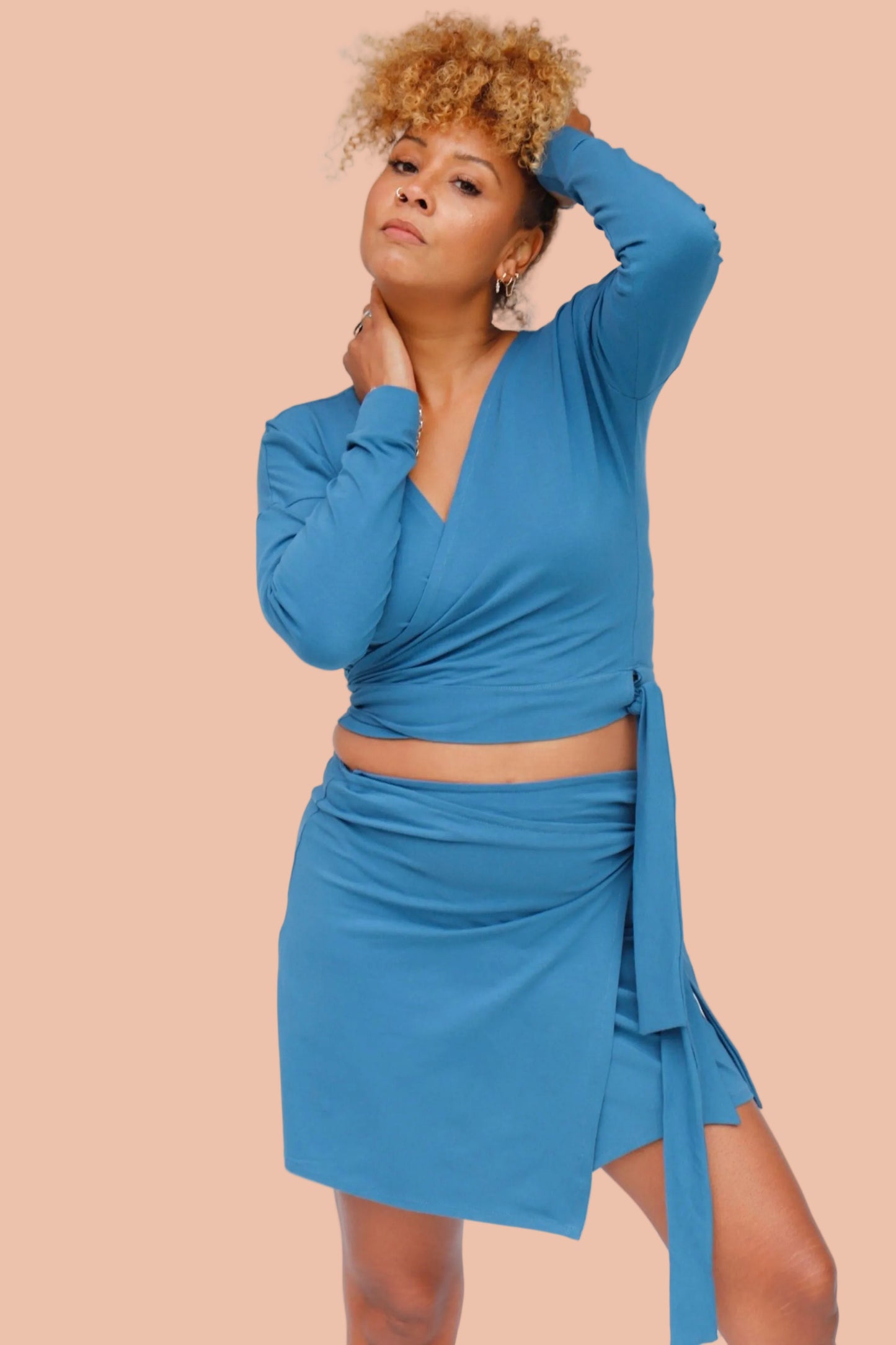 BORAGO BLUE ORGANIC COTTON WRAP SKIRT BY MERAKI BEACH
