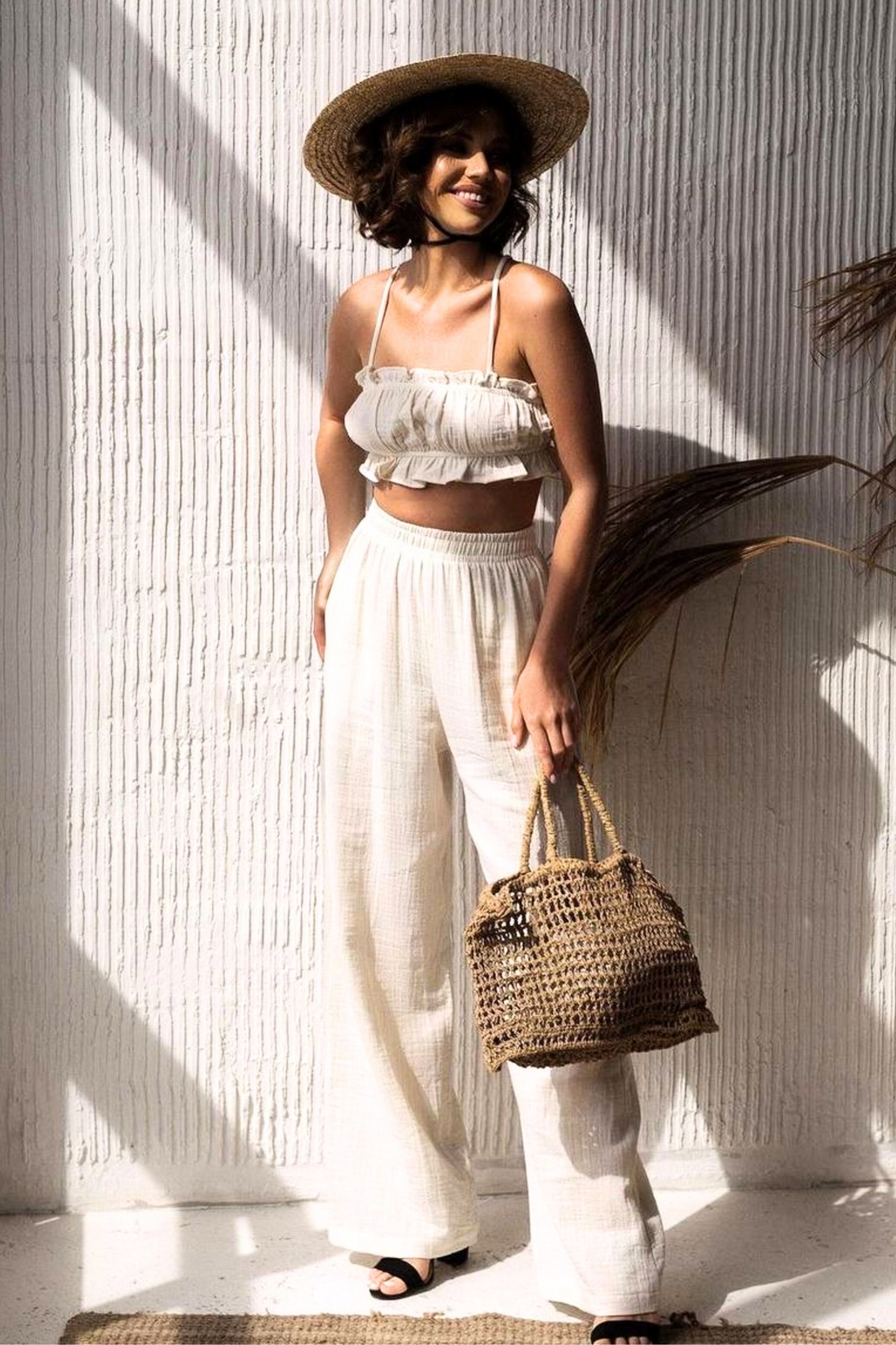 CAMILA Set in Ecru | Women's Co-Ords, Matching Top and Trousers Sets