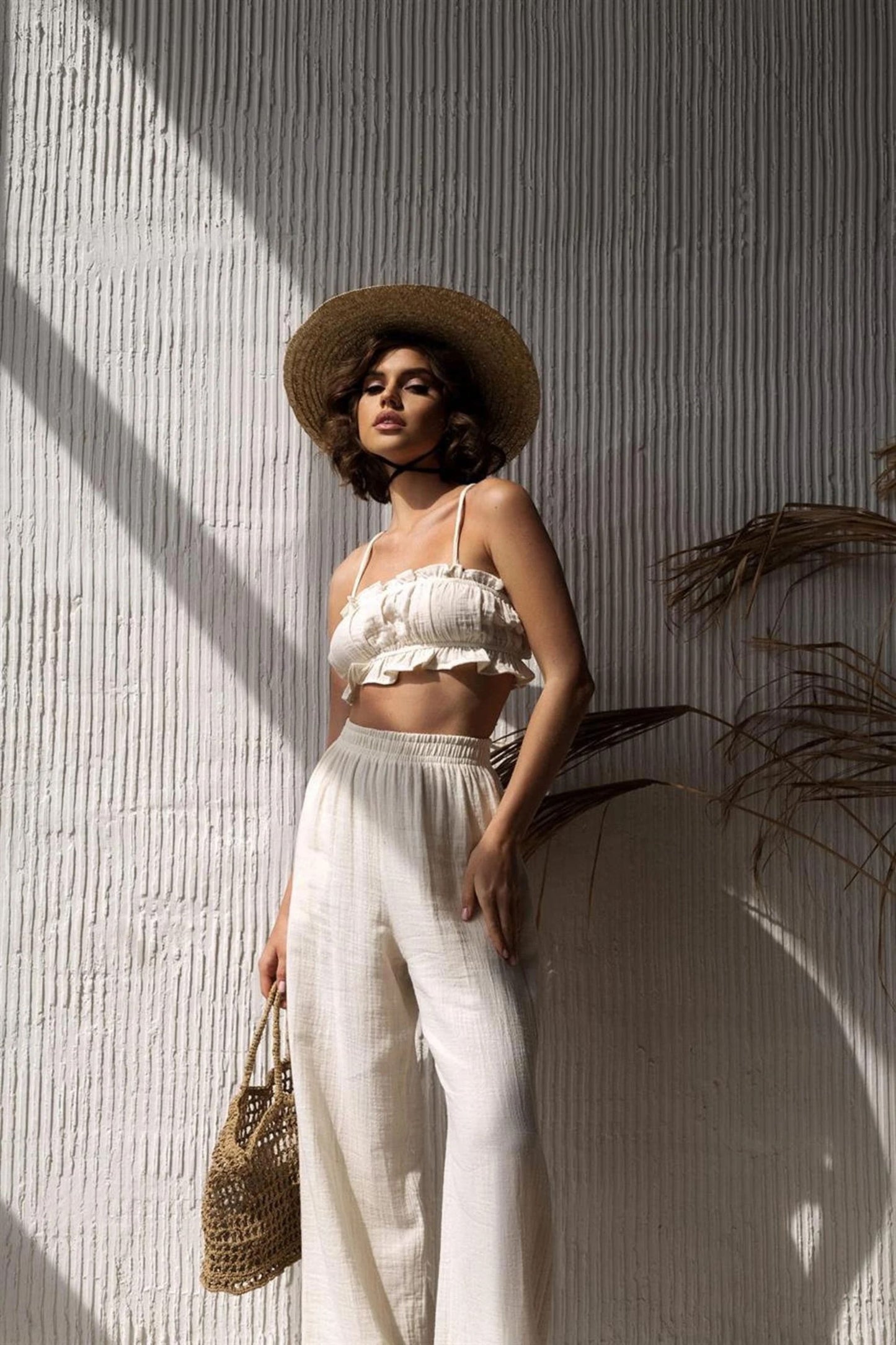 CAMILA Set in Ecru | Women's Co-Ords, Matching Top and Trousers Sets