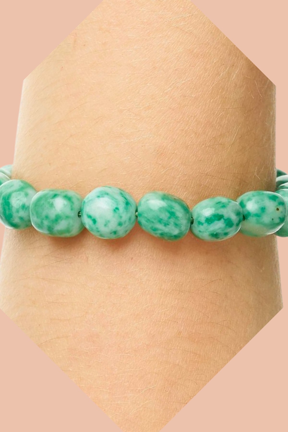 JADE Crystal Bracelet with Natural 8-10mm jade green Tumblestone Beads by Meraki Beach Rituals - Wear Your Energy Crystal Collection.