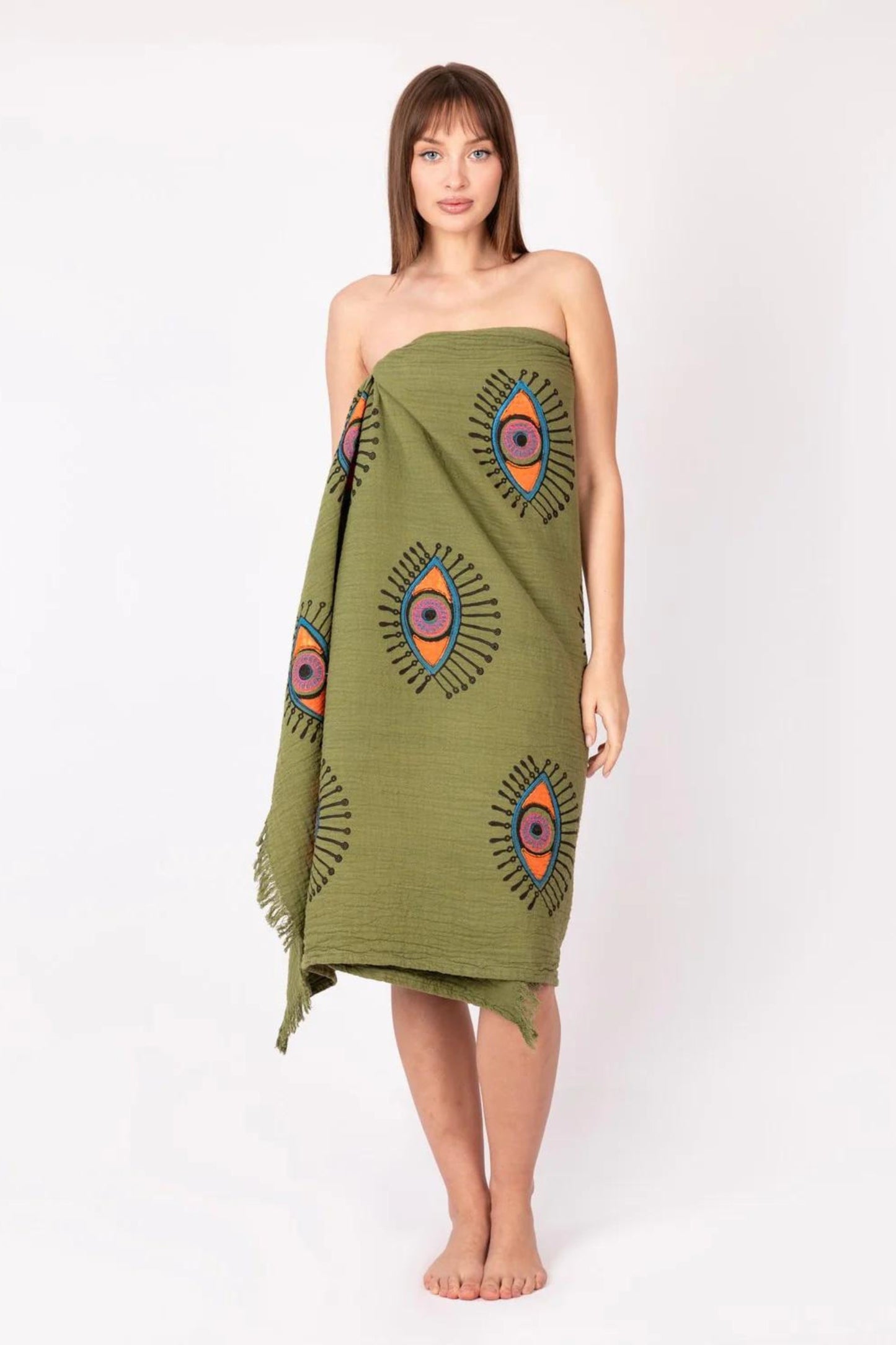 EVIL EYE Peshtemal in Khaki | Beach Towels and Accessories