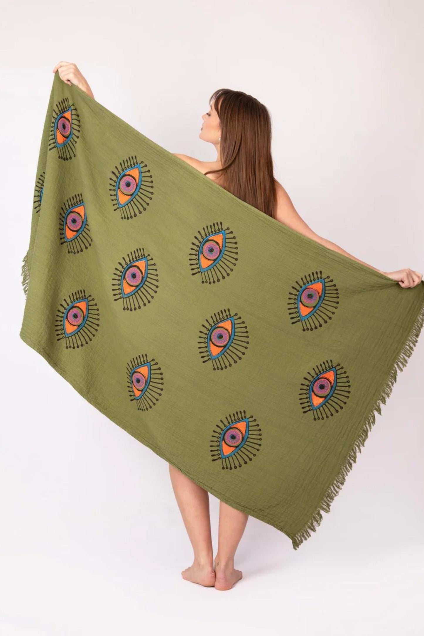 EVIL EYE Peshtemal in Khaki | Beach Towels and Accessories