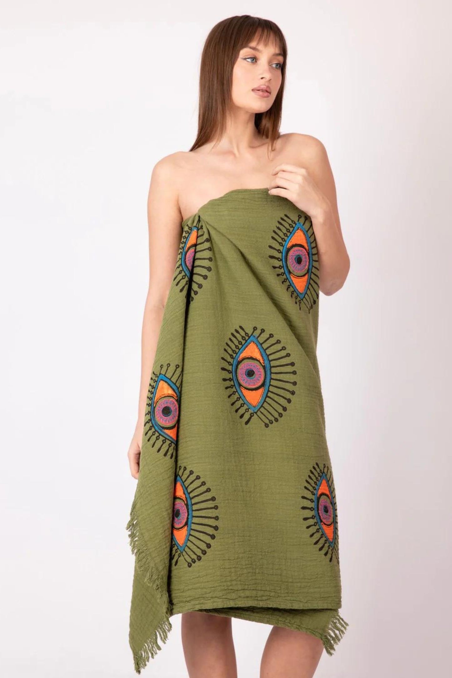EVIL EYE Peshtemal in Khaki | Beach Towels and Accessories