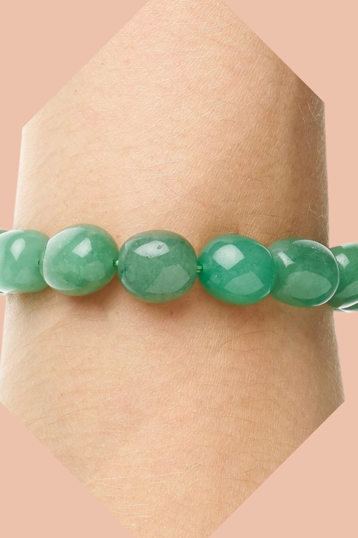 Green Aventurine Crystal Bracelet with Natural 8-10mm Tumblestone Beads by Meraki Rituals Crystal Collection.