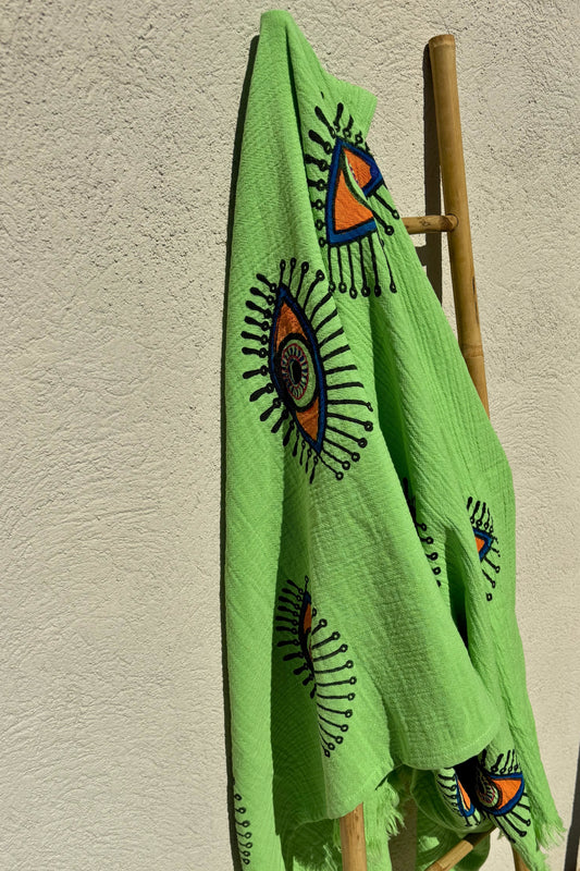 NAYA lime peshtemal organic cotton beach towel by Meraki Beach