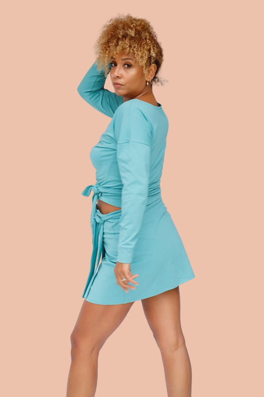 SAGE GREEN ORGANIC COTTON WRAP TOP BY MERAKI BEACH