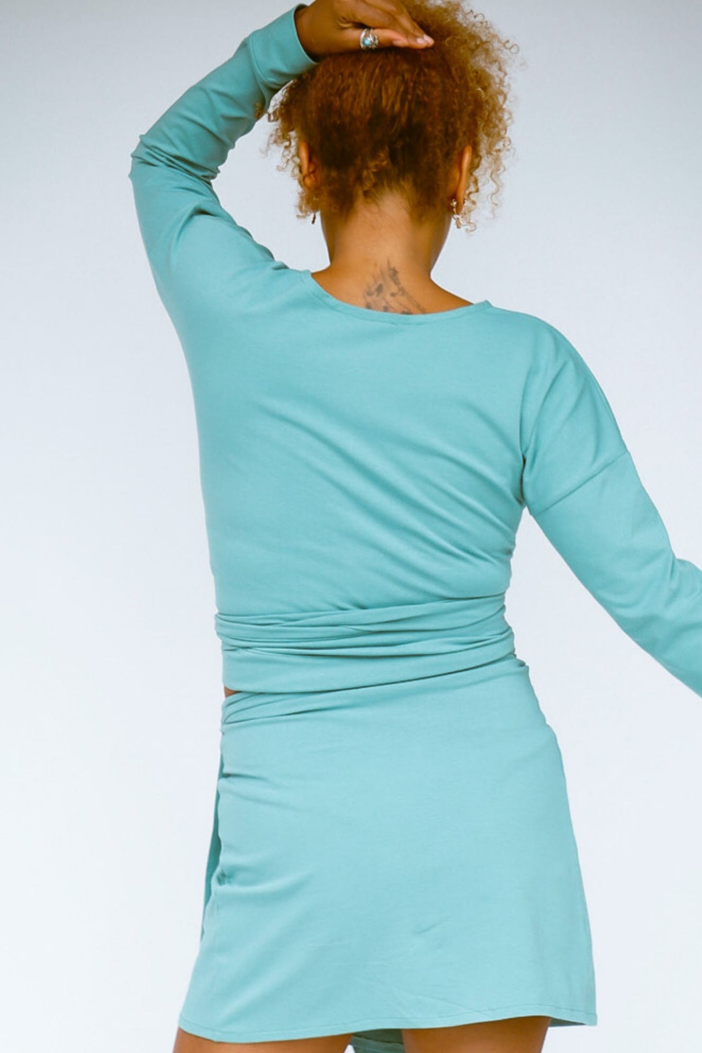 sage green wrap top