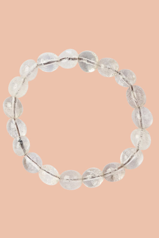 Light Smoky Quartz Crystal Bracelet with natural smooth gemstone beads for grounding, protection and stability by Meraki Rituals Crystal Collection