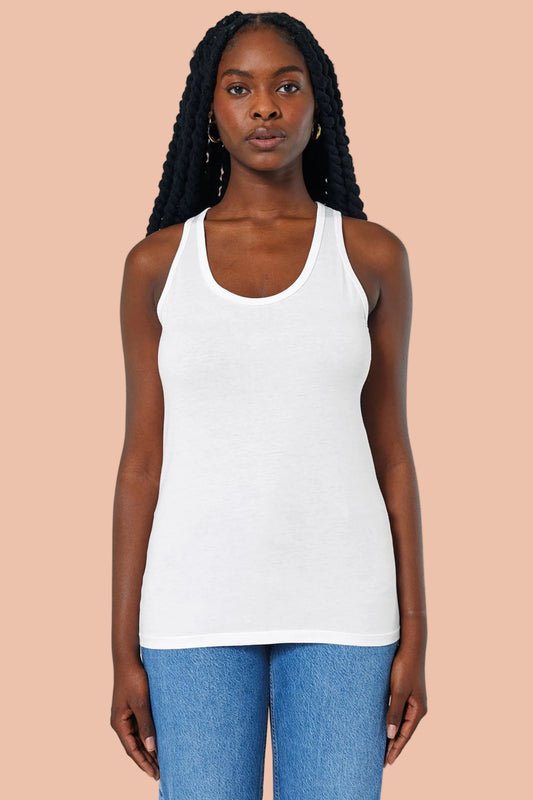 SUNDAZE ORGANIC COTTON FITTED TANK TOP IN DRIFT WHITE BY MERAKI BEACH