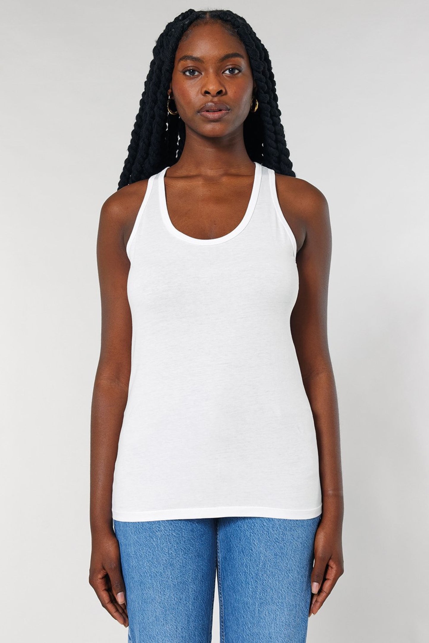 SUNDYE WHITE ORGANIC COTTON FITTED TANK TOP IN DRIFT WHITE