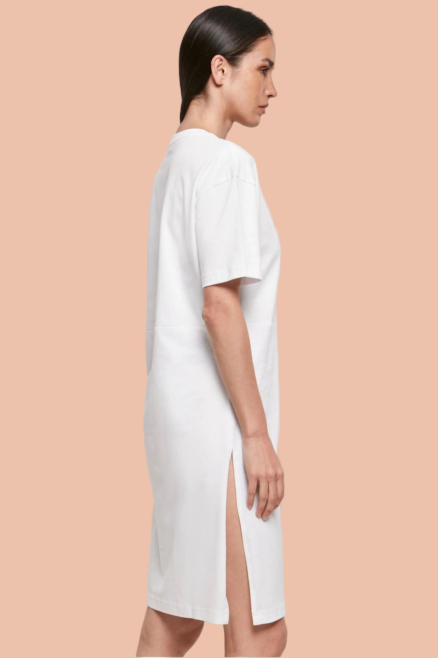 SUNDAZE ORGANIC COTTON OVERSIZED TSHIRT DRESS IN DRIFT WHITE IN MERAKI BEACH.