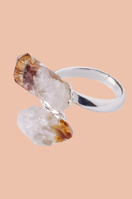 CITRINE silver plated ring by Meraki Beach Crystal Collection.