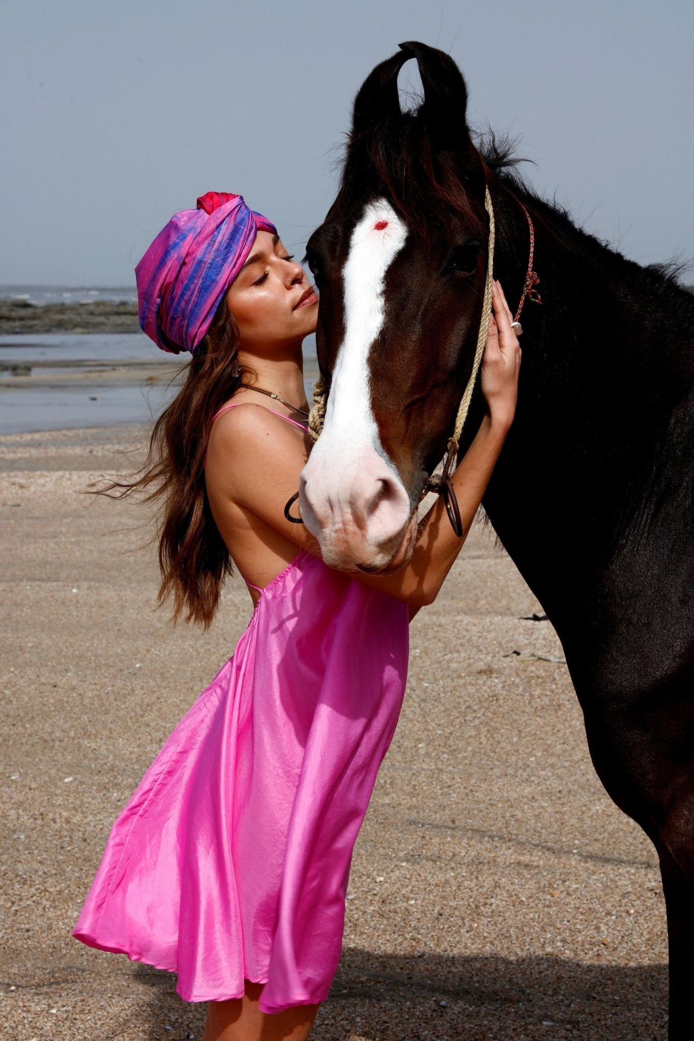 Silk slip dress in Dua pink - Meraki Beach