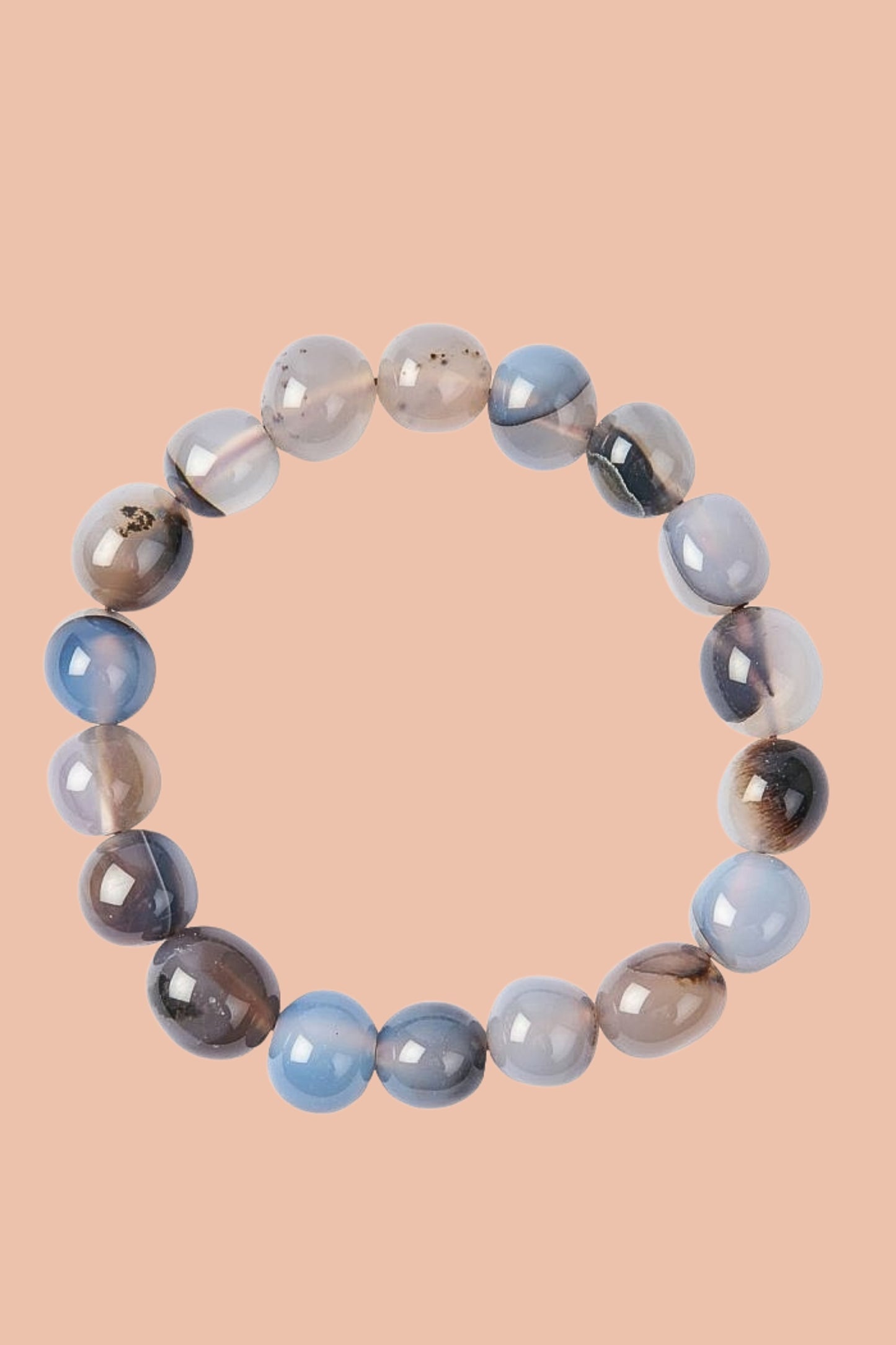 Agate Crystal Bracelet with Natural 8-12mm Tumblestone Beads by Meraki Beach Rituals - Wear Your Energy Crystal Collection.
