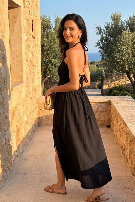 ALICIA Dress in Black | Organic Cotton Summer Dresses for Women by Meraki Beach