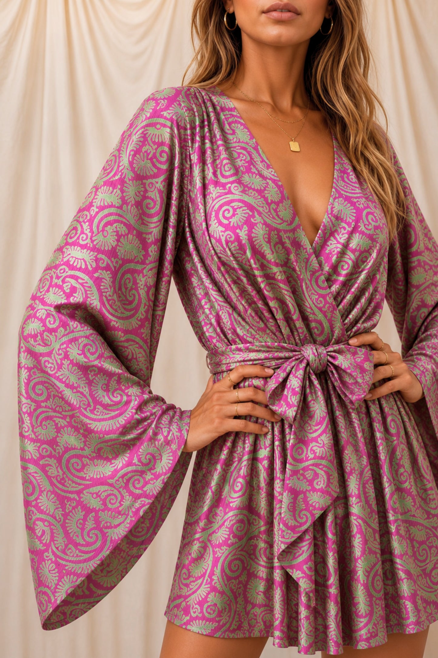 ALIGN SOLARA Reclaimed Silk Kimono Dress Set
