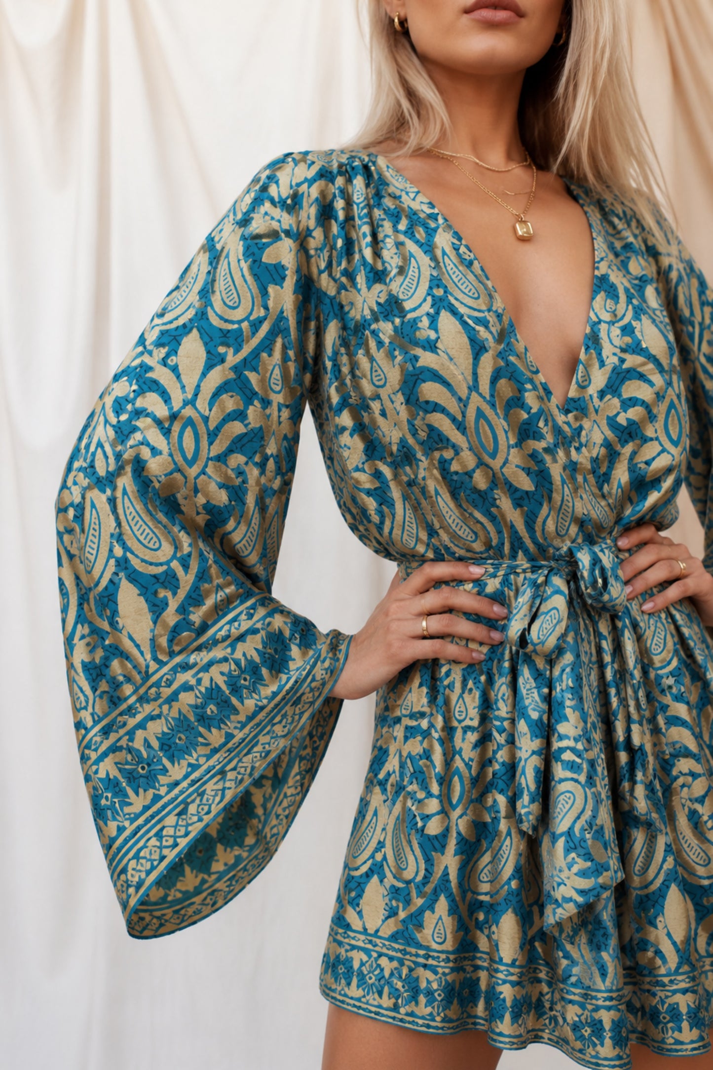 ALIGN SOLARA Reclaimed Silk Kimono Dress Set
