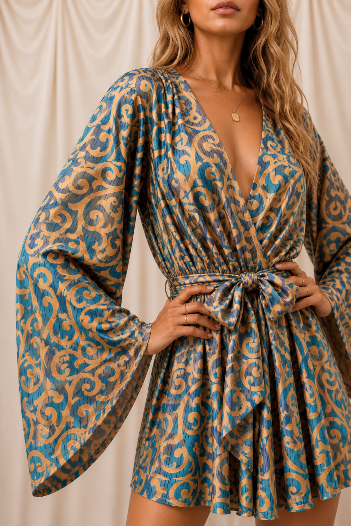 ALIGN SOLARA Reclaimed Silk Kimono Dress Set