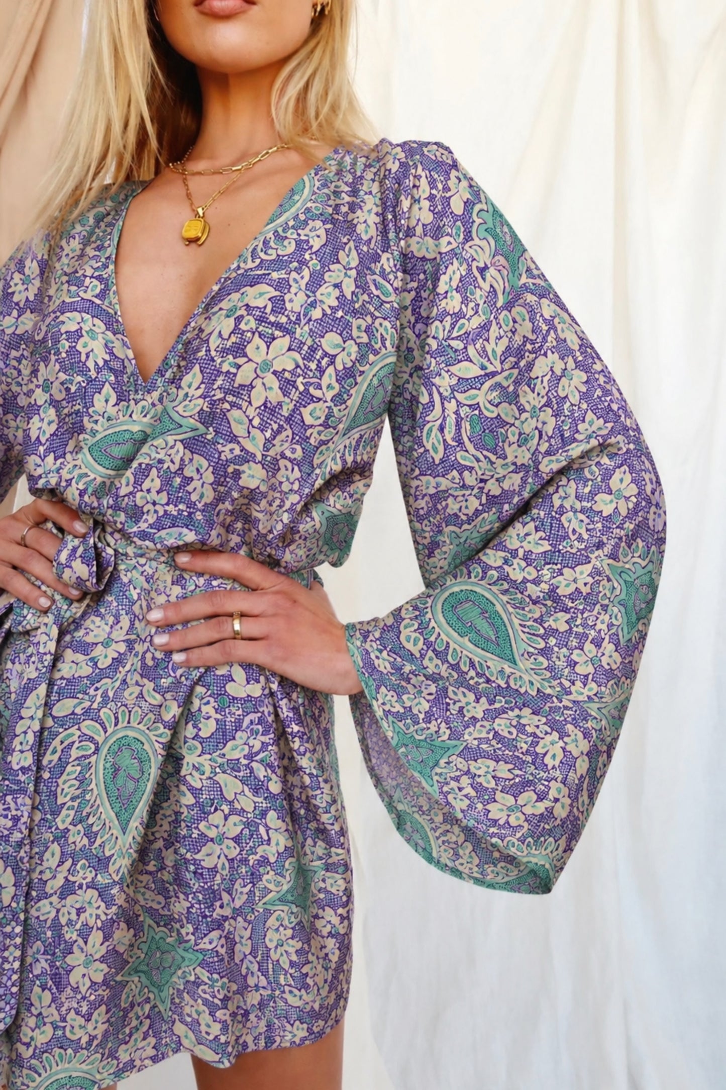 ALIGN SOLARA Reclaimed Silk Kimono Dress Set