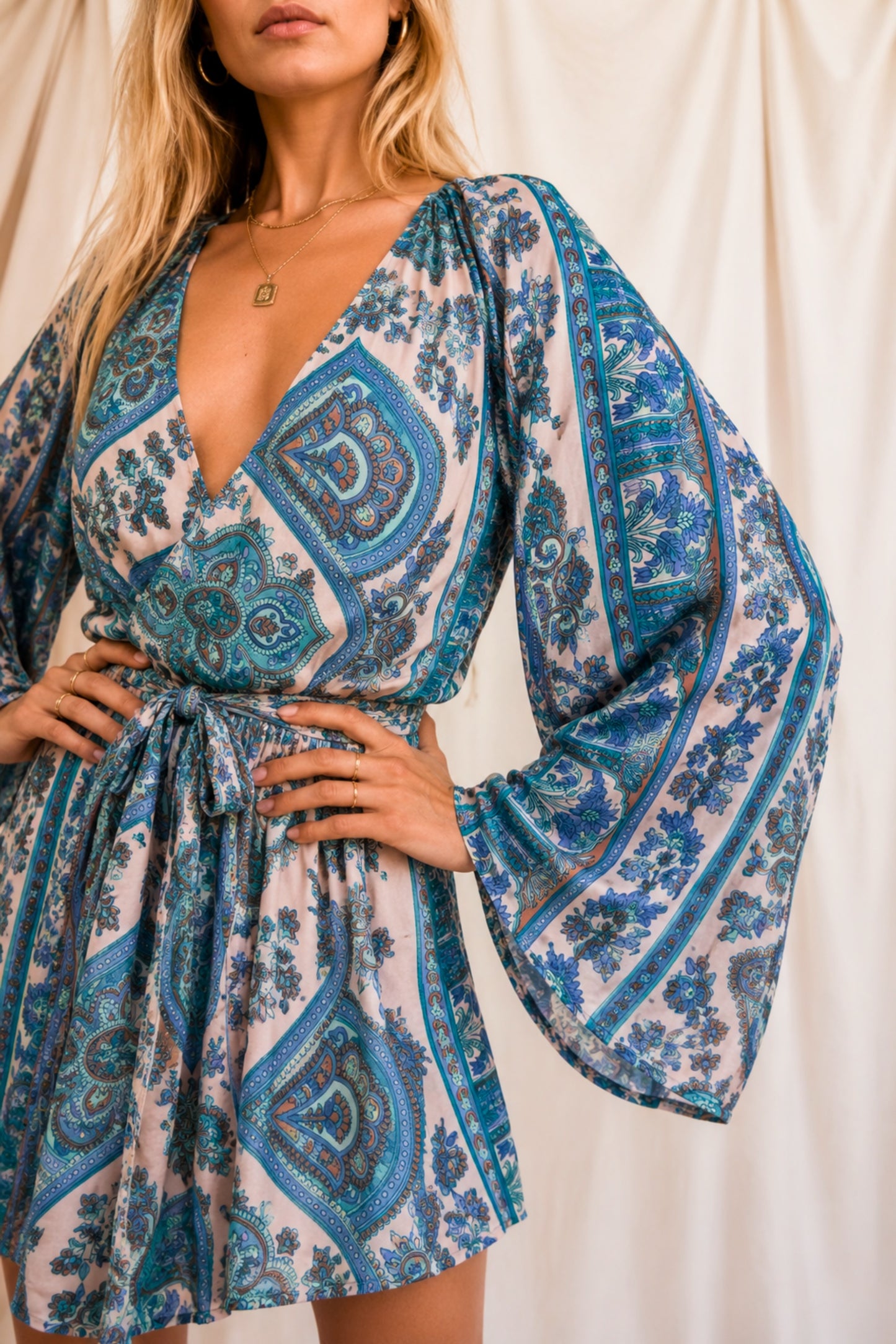 ALIGN SOLARA Reclaimed Silk Kimono Dress Set