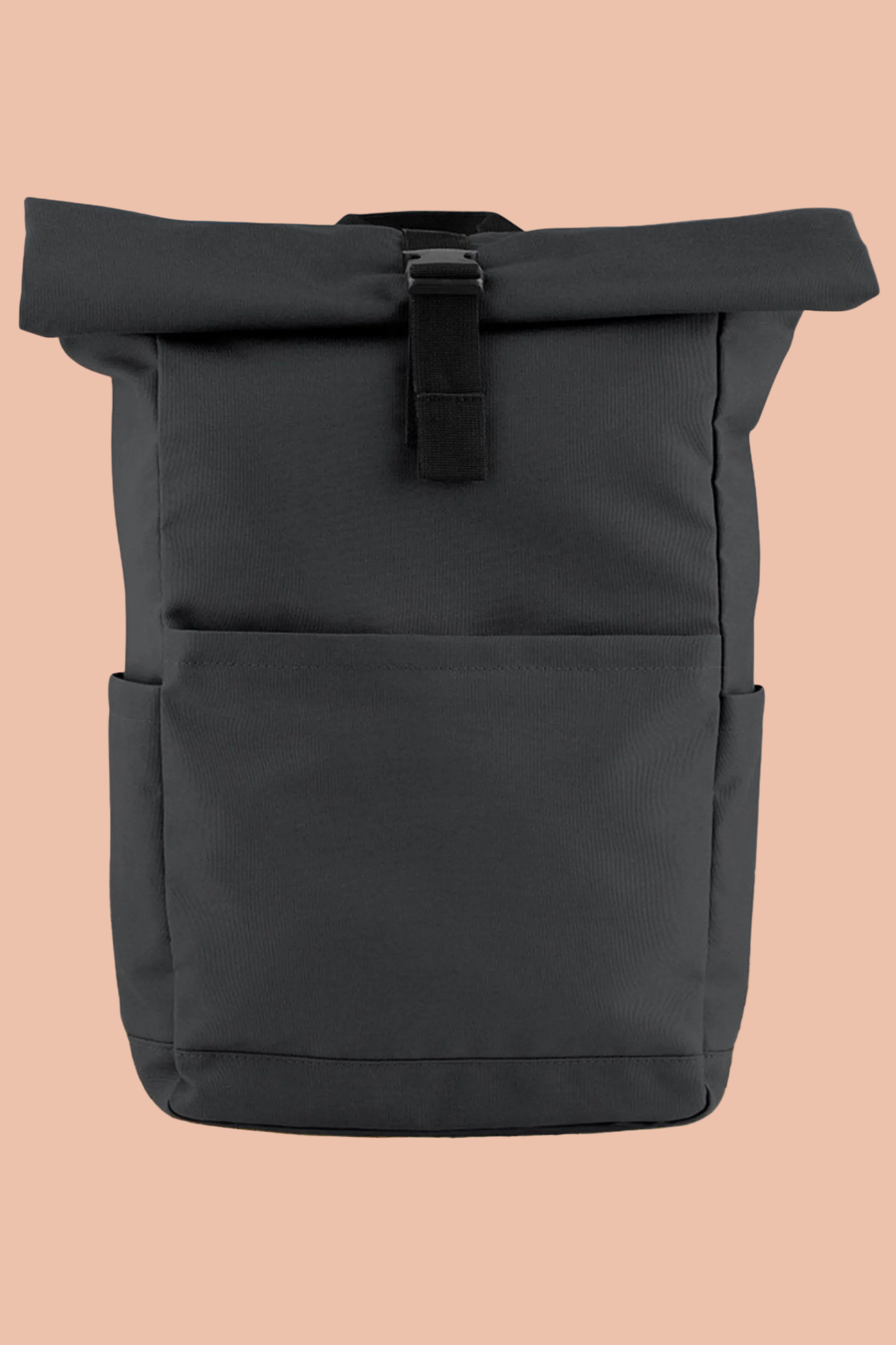 Unisex AVENTURA roll-top backpack in Graphite Grey by Meraki Beach, sustainable recycled polyester backpack for everyday travel and commuting