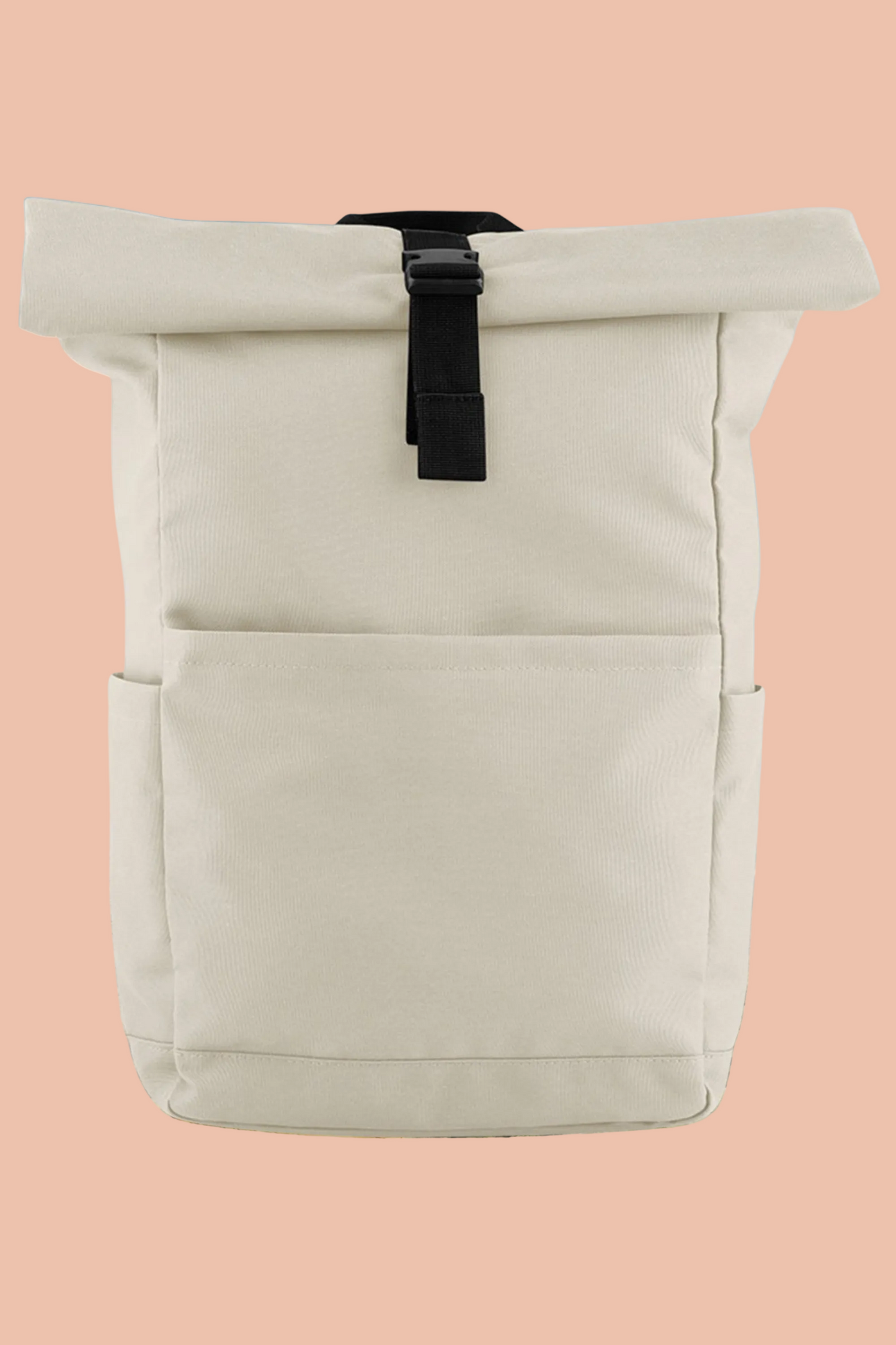 Unisex AVENTURA roll-top backpack in Sandstone by Meraki Beach, sustainable recycled polyester backpack for everyday travel and commuting