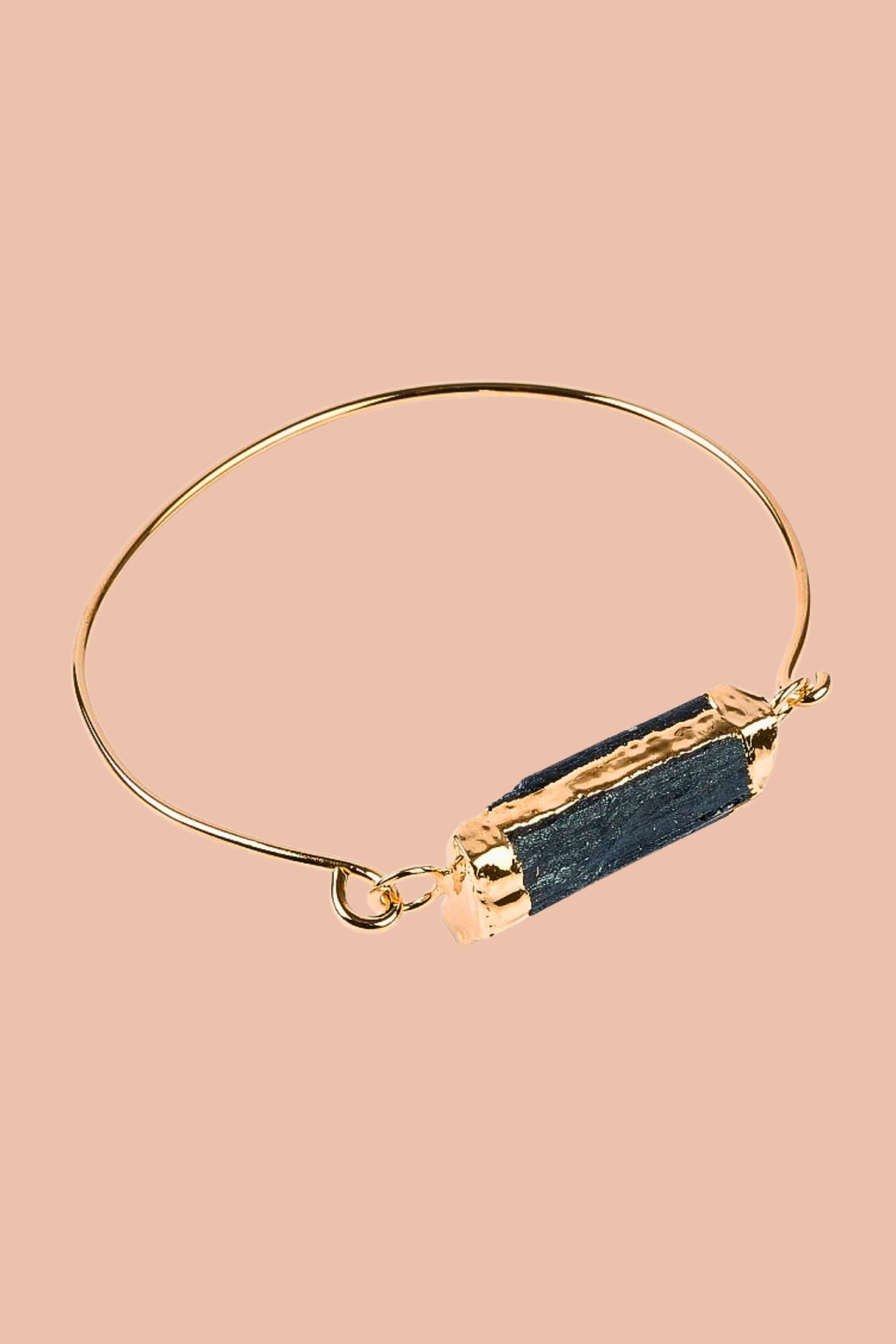 Gold-plated Black tourmaline crystal bangle by Meraki Beach - Wear Your Energy Crystal Collection.