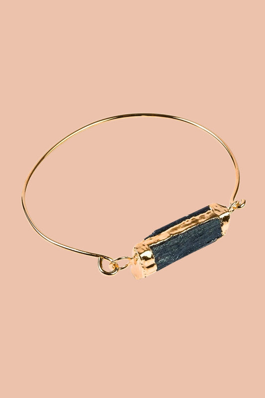 Gold-plated Black tourmaline crystal bangle by Meraki Beach - Wear Your Energy Crystal Collection.