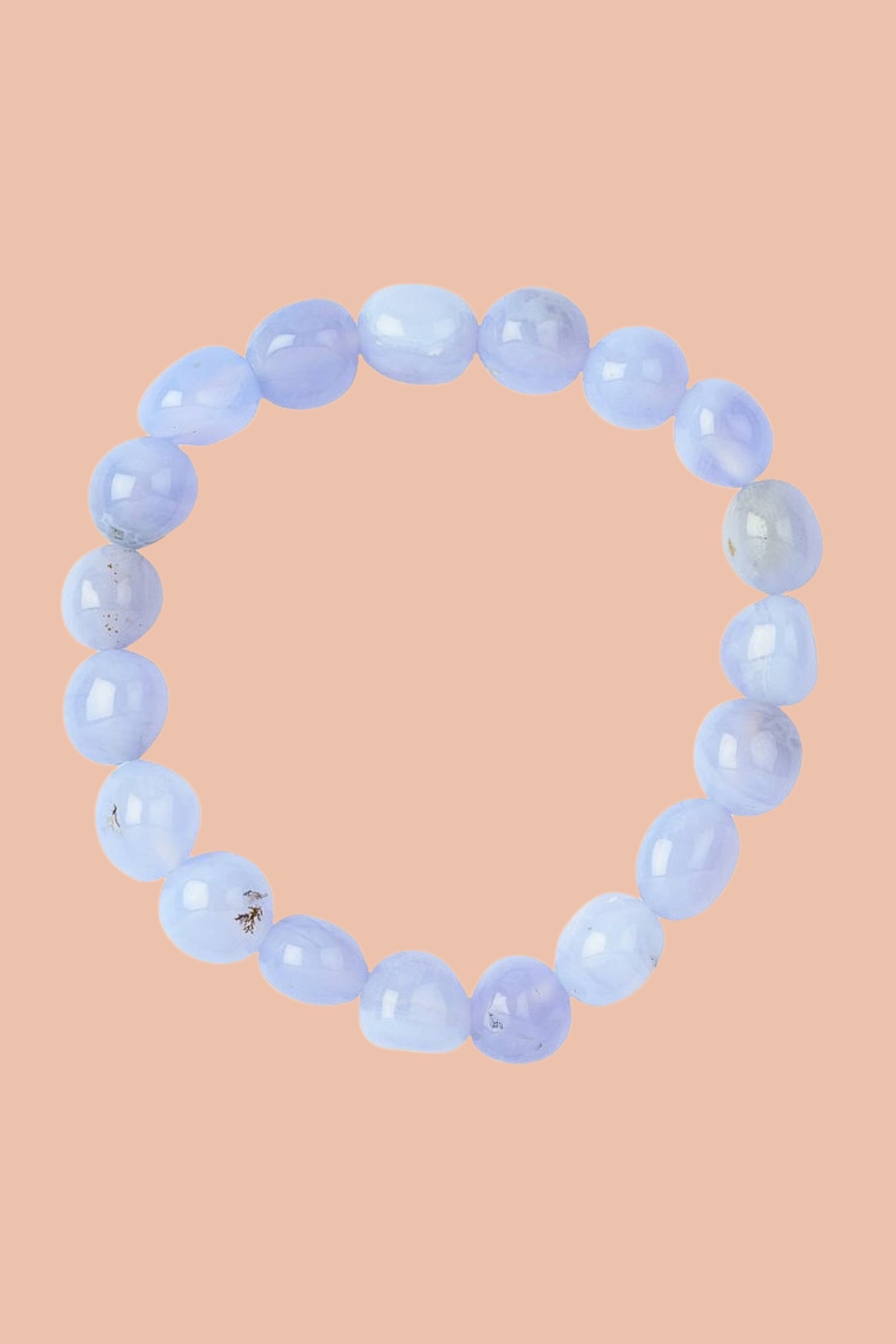 BLUE CHALCEDONY Healing Crystal Bracelet with Jute Hessian Gift Pouch by Meraki Breach - Wear Your Energy Crystal Collection.