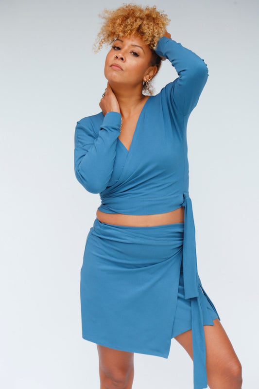 BORAGO BLUE WRAP TOP 