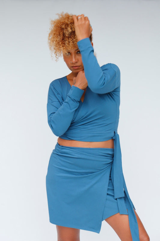 Borago blue wrap skirt