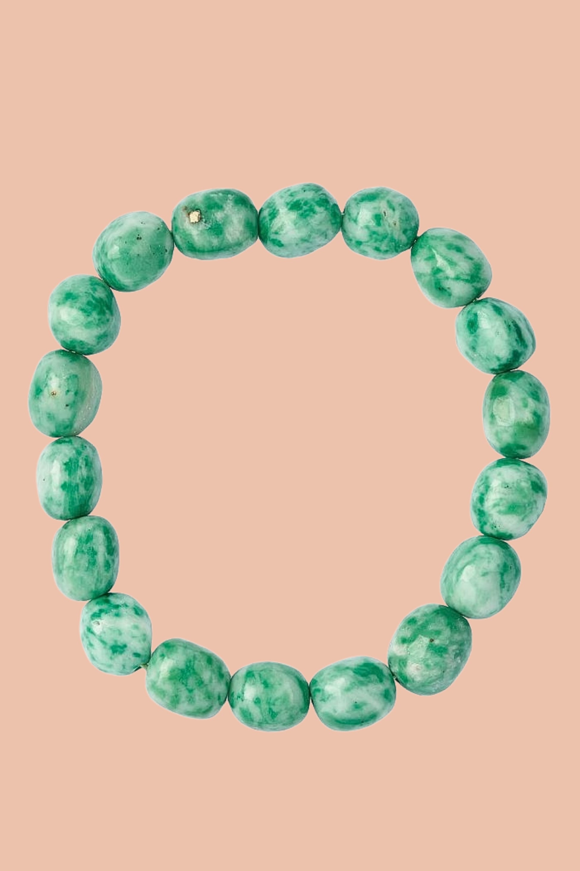 JADE Crystal Bracelet with Natural 8-10mm jade green Tumblestone Beads by Meraki Beach Rituals - Wear Your Energy Crystal Collection.