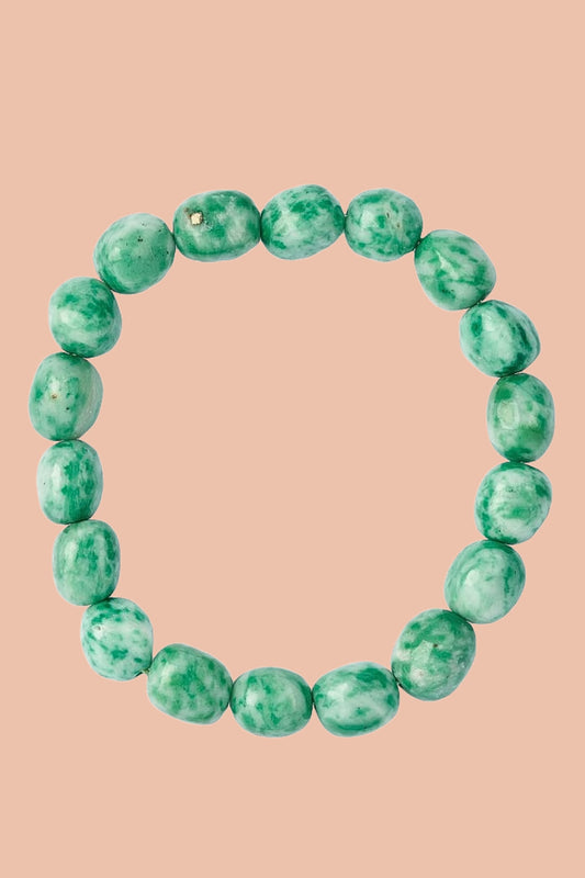 JADE Crystal Bracelet with Natural 8-10mm jade green Tumblestone Beads by Meraki Beach Rituals - Wear Your Energy Crystal Collection.