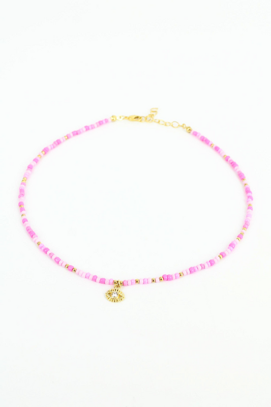 EVIL EYE PINK NECKLACE