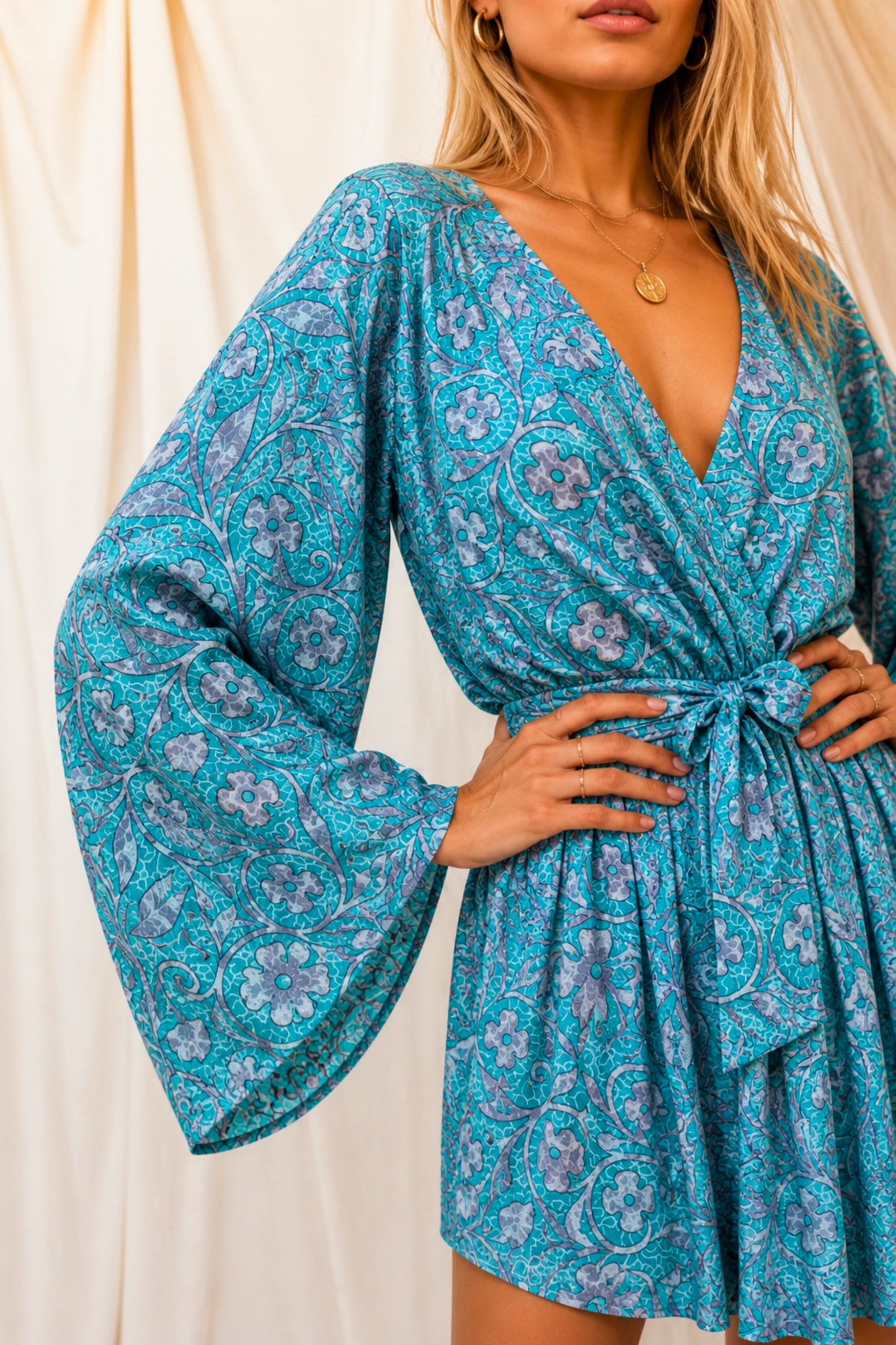 FLOW SOLARA Reclaimed Silk Kimono Dress Set