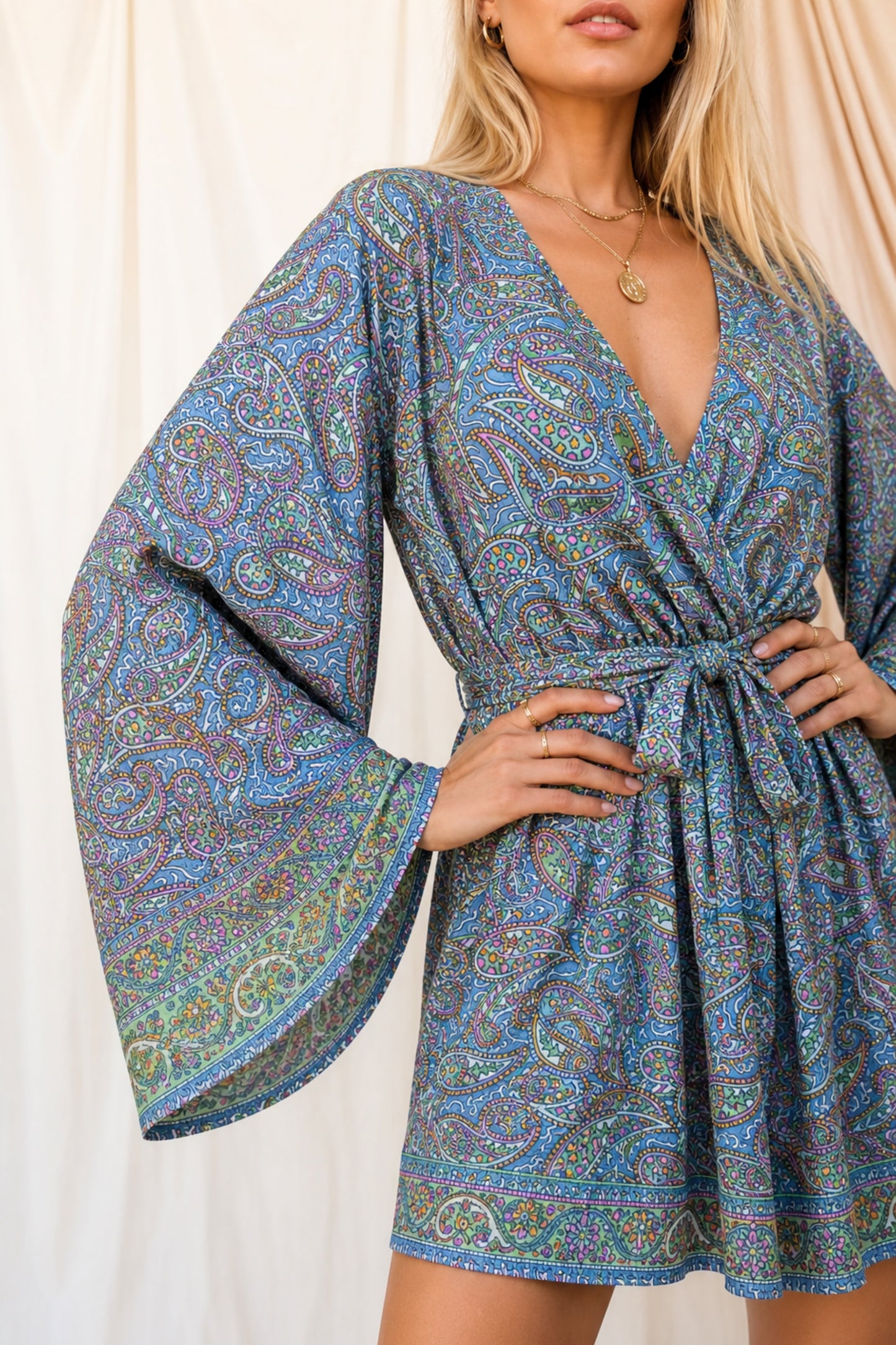 FLOW SOLARA Reclaimed Silk Kimono Dress Set