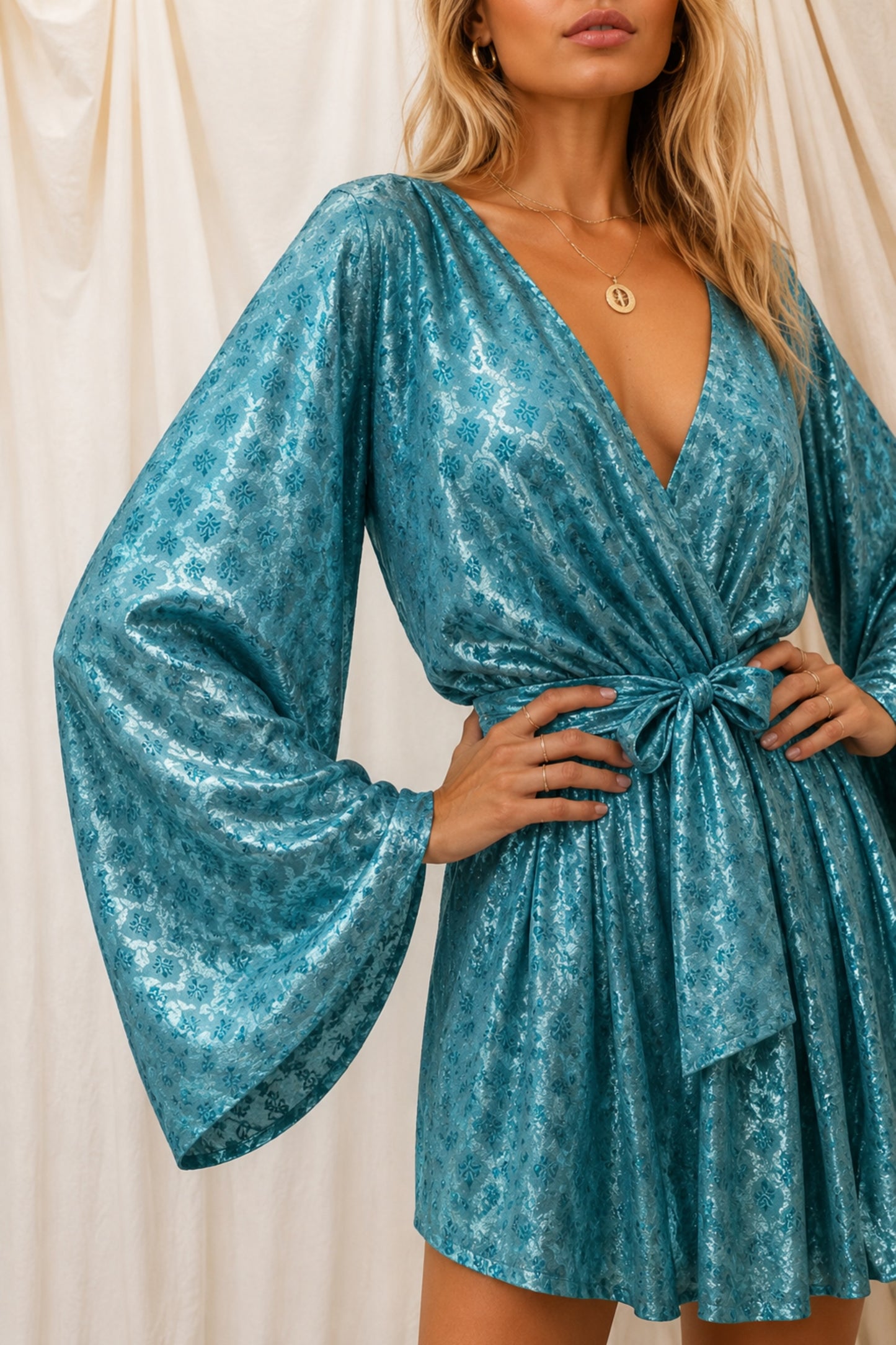 FLOW SOLARA Reclaimed Silk Kimono Dress Set