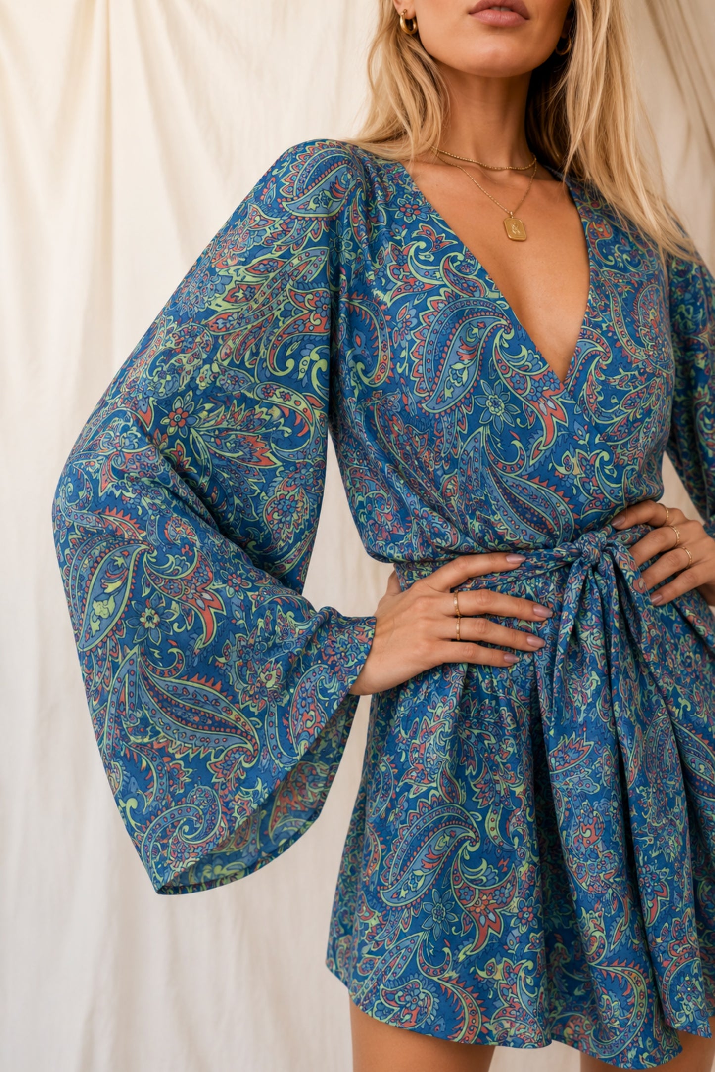 FLOW SOLARA Reclaimed Silk Kimono Dress Set