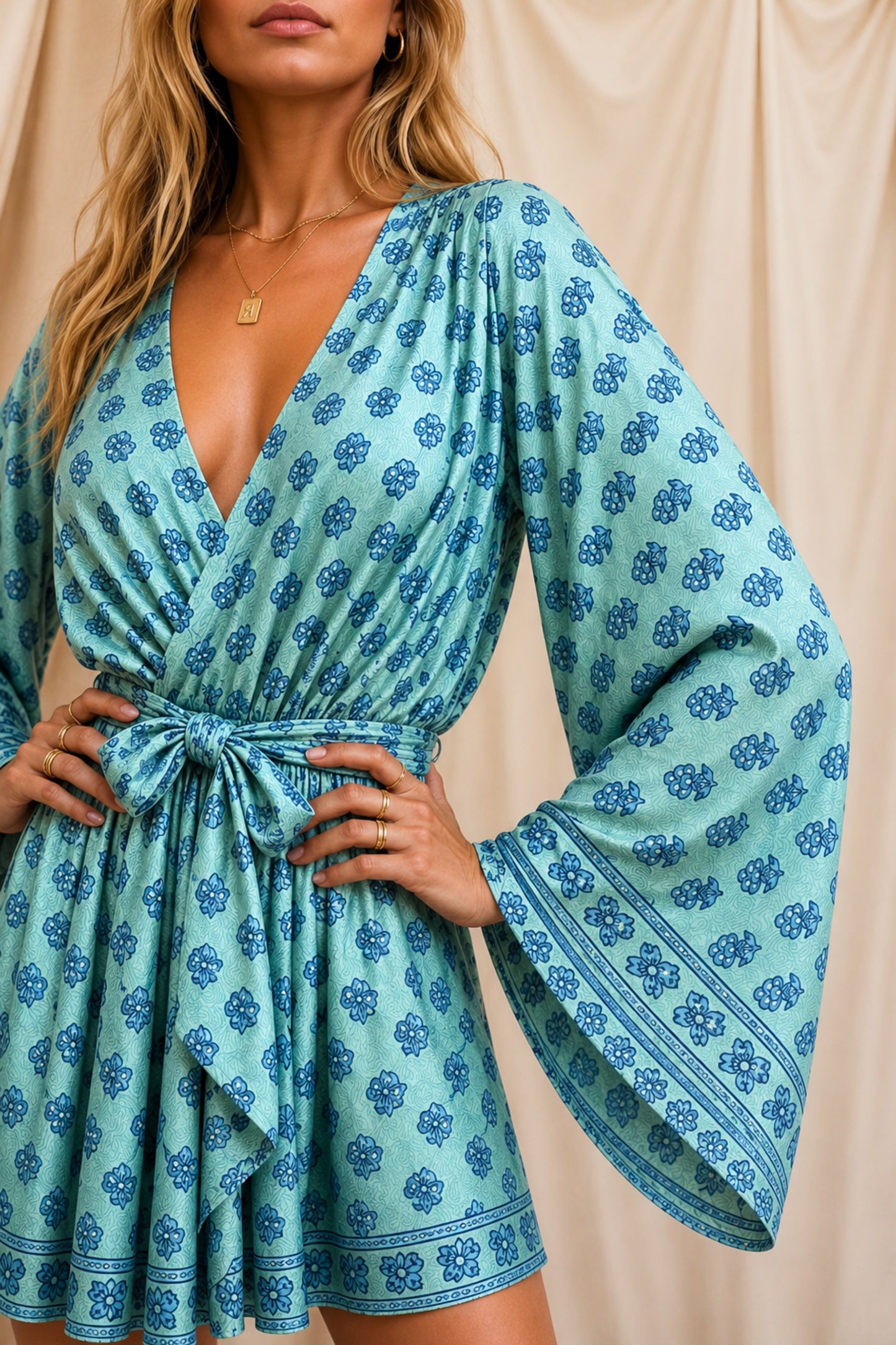 FLOW SOLARA Reclaimed Silk Kimono Dress Set