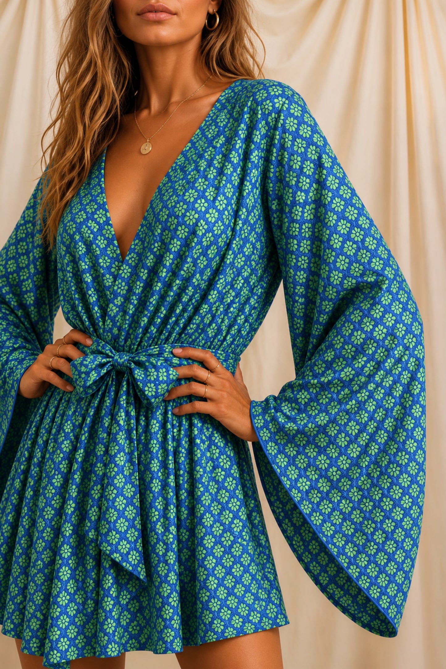 FLOW SOLARA Reclaimed Silk Kimono Dress Set