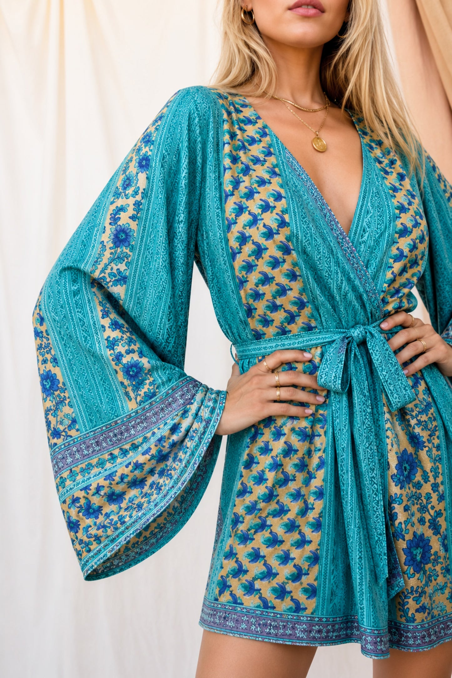 FLOW SOLARA Reclaimed Silk Kimono Dress Set