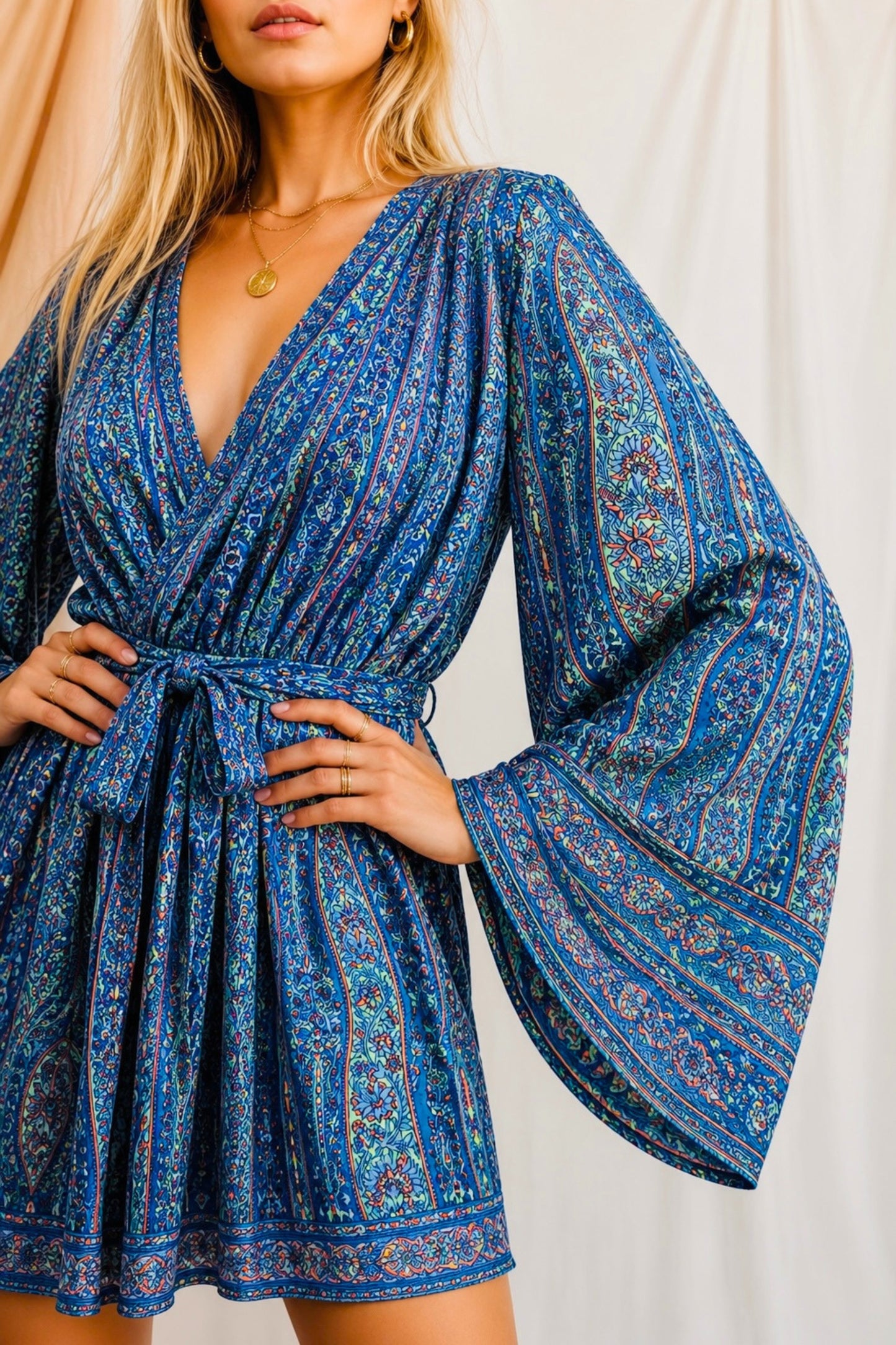 FLOW SOLARA Reclaimed Silk Kimono Dress Set