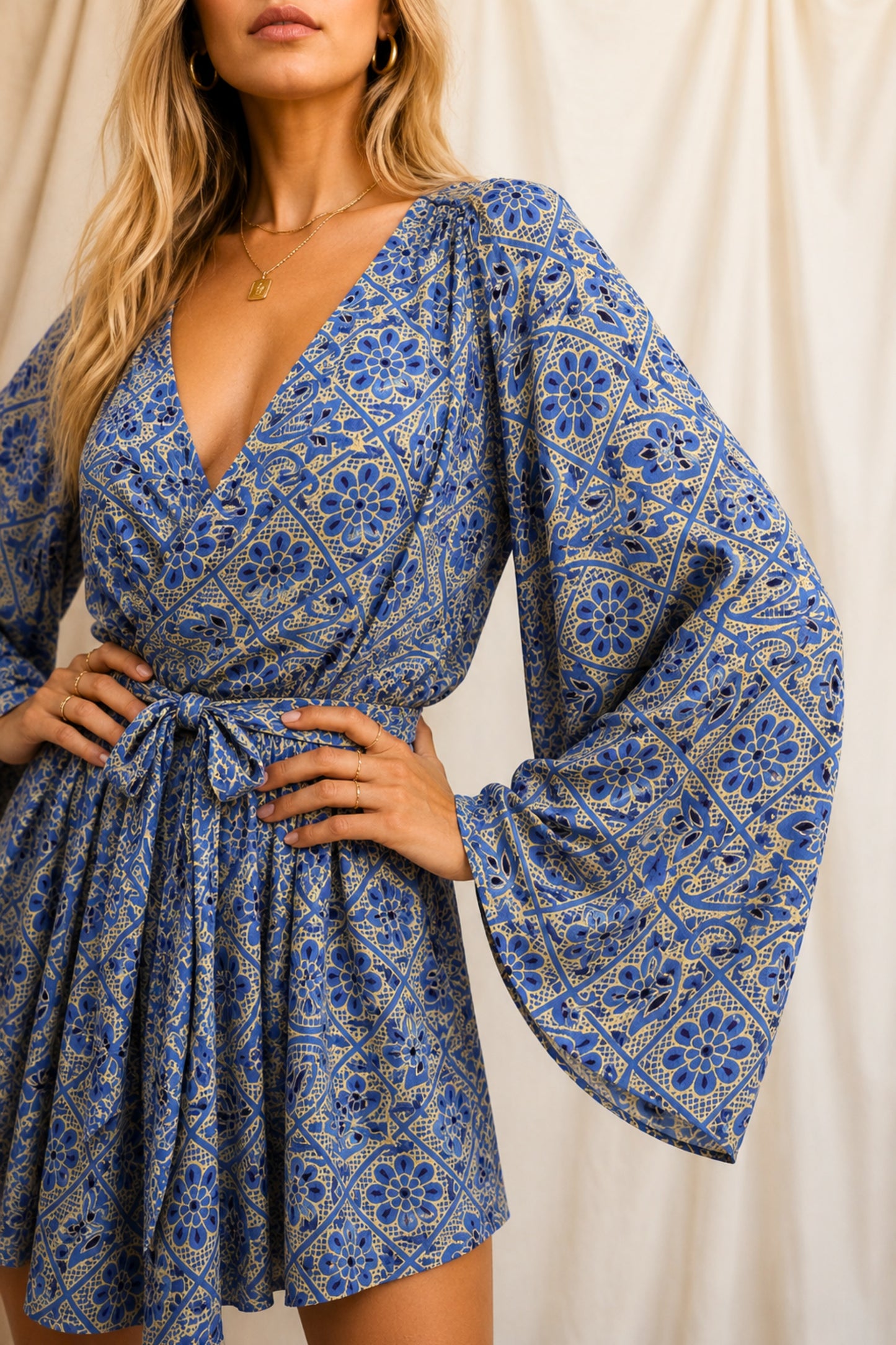 FLOW SOLARA Reclaimed Silk Kimono Dress Set