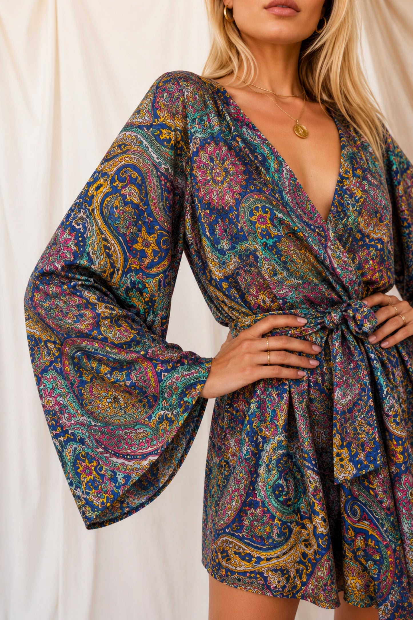 FLOW SOLARA Reclaimed Silk Kimono Dress Set