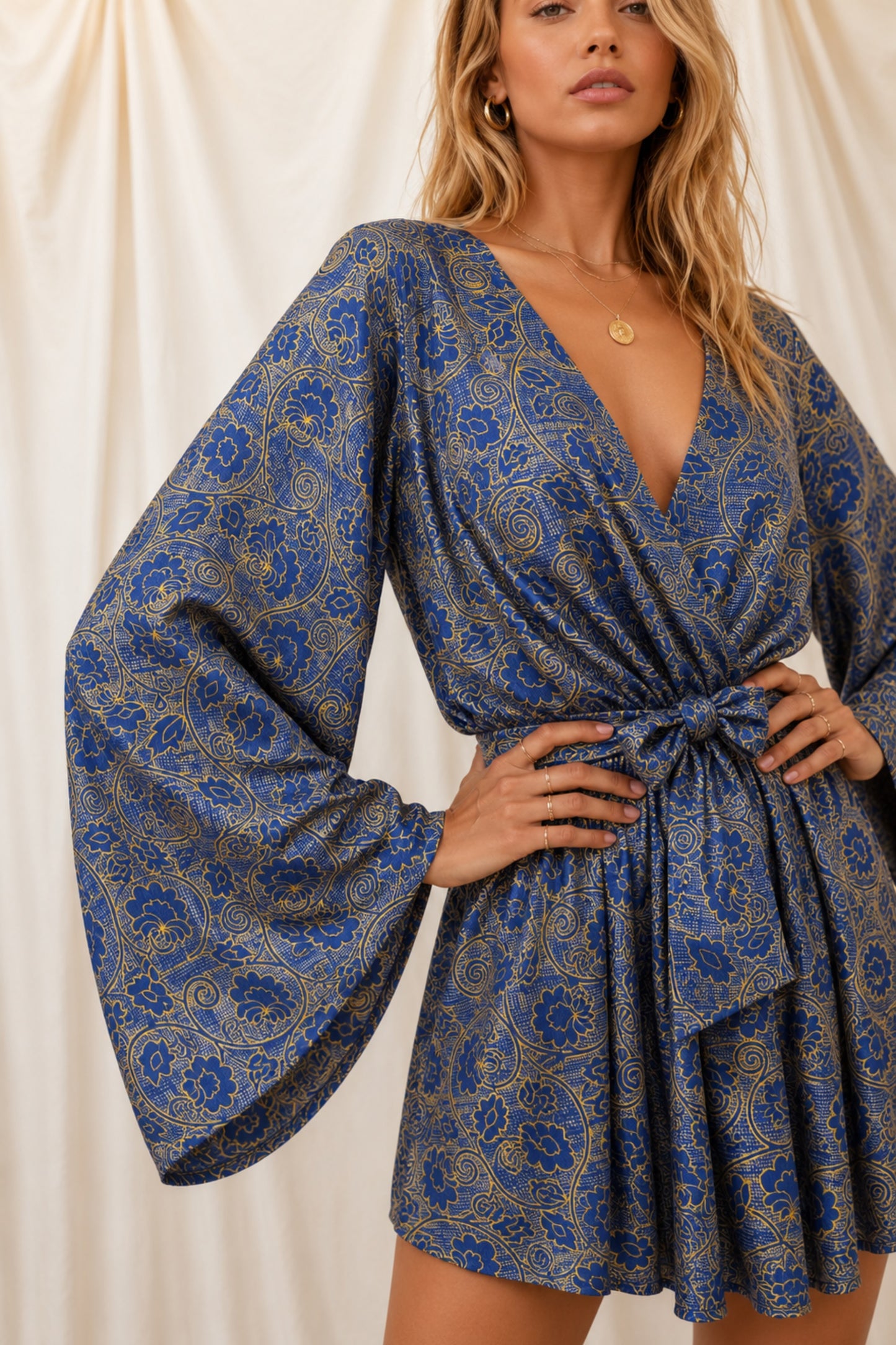 FLOW SOLARA Reclaimed Silk Kimono Dress Set