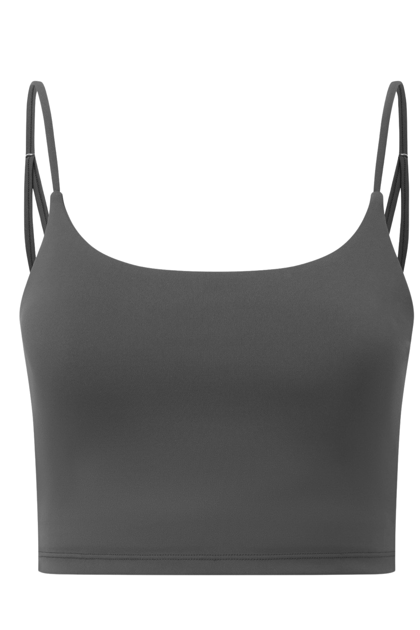 GAIA Recycled Luxe Gym Bra Top in Charcoal by Meraki Beach – sleek recycled nylon activewear for women