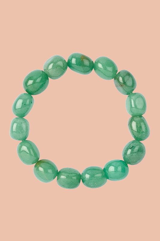 Green Aventurine Crystal Bracelet with Natural 8-10mm Tumblestone Beads by Meraki Rituals Crystal Collection.